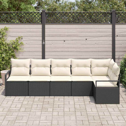 Set Divano da Giardino 6 pcs Nero e Bianco polyrattan
