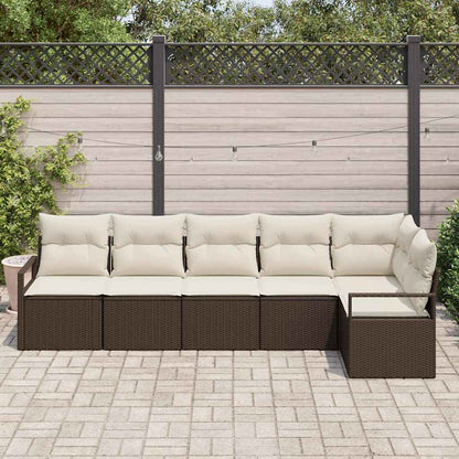 Set Divano da Giardino 6 pcs Marrone e bianco polyrattan
