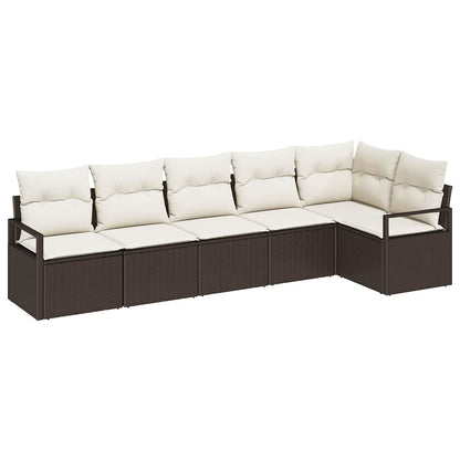 Set Divano da Giardino 6 pcs Marrone e bianco polyrattan