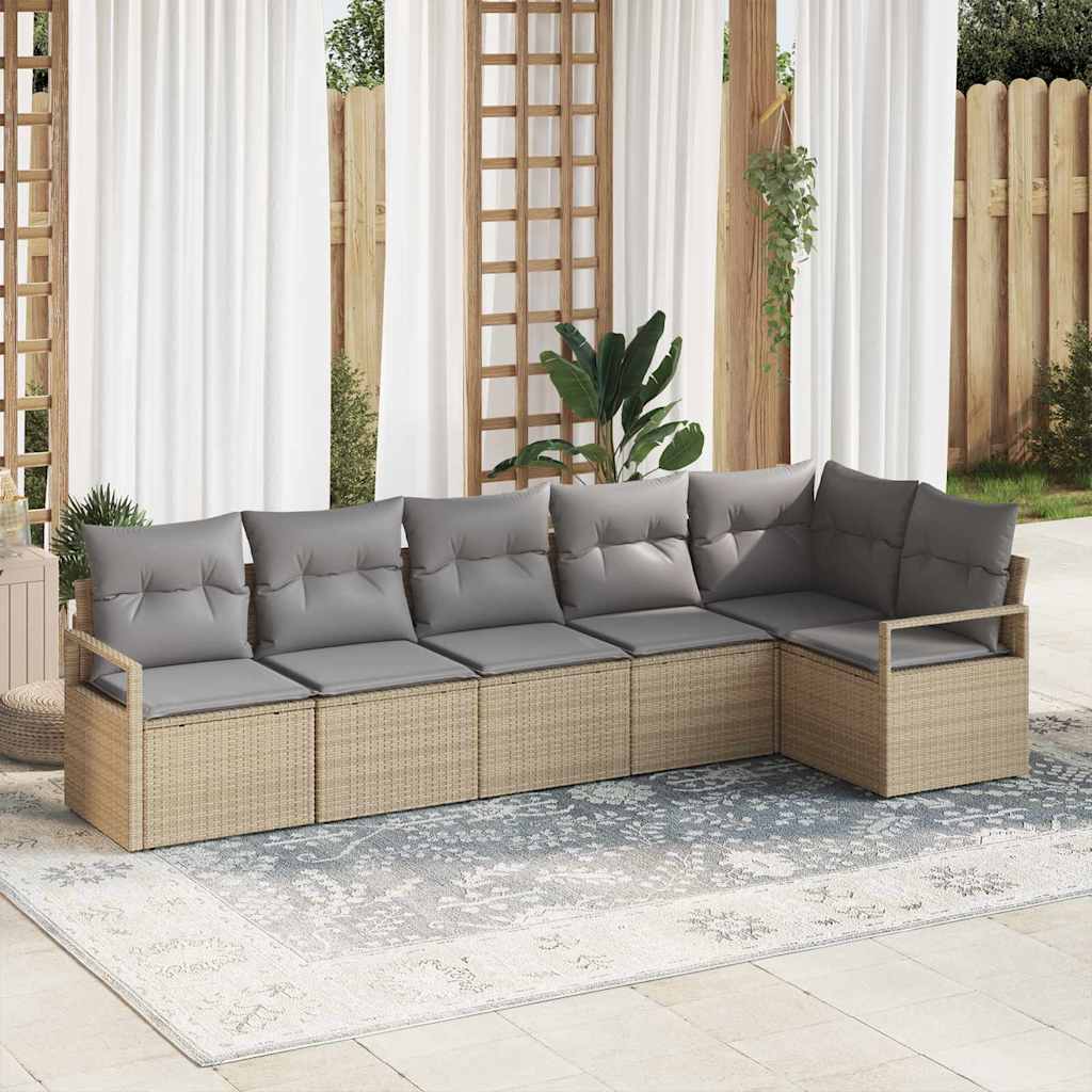 Set Divano da Giardino 6 pcs Beige e grigio chiaro polyrattan
