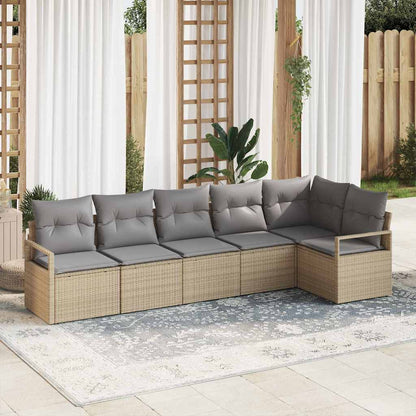 Set Divano da Giardino 6 pcs Beige e grigio chiaro polyrattan