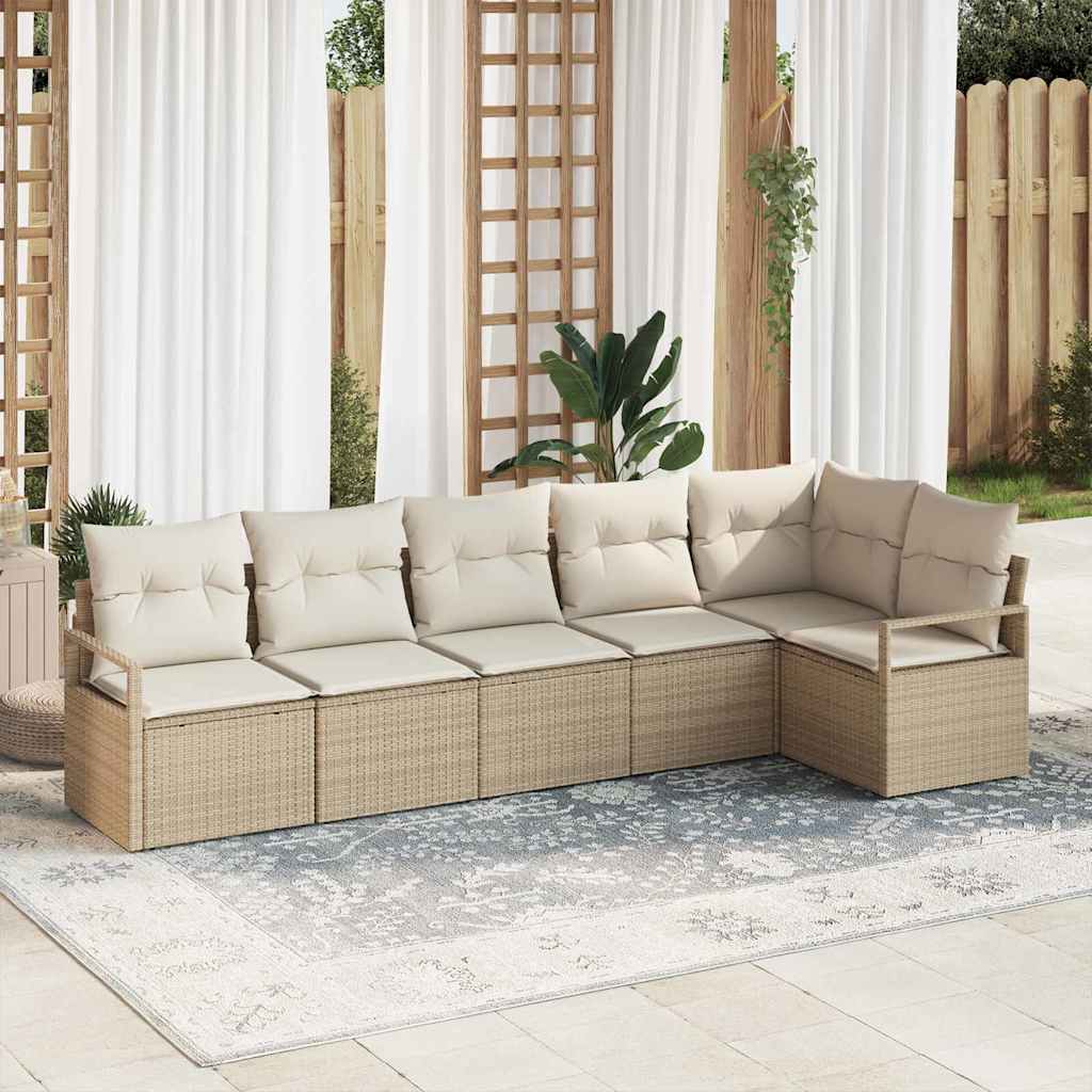 Set Divano da Giardino 6 pcs Beige e Bianco polyrattan