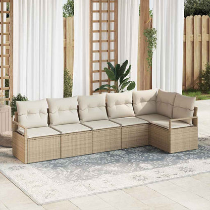 Set Divano da Giardino 6 pcs Beige e Bianco polyrattan