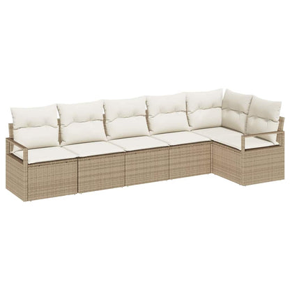 Set Divano da Giardino 6 pcs Beige e Bianco polyrattan
