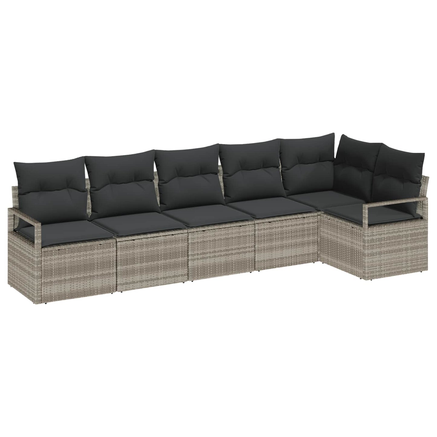 Set Divano da Giardino 6 pcs Grigio chiaro polyrattan