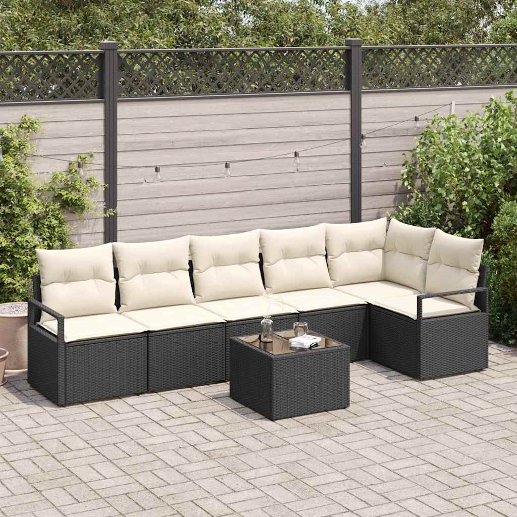 Set Divano da Giardino 7 pcs Marrone e Crema polyrattan