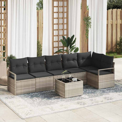 Set Divano da Giardino 7 pcs Grigio chiaro polyrattan