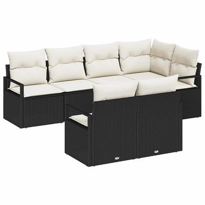 Set Divano da Giardino 7 pcs Nero e Bianco polyrattan