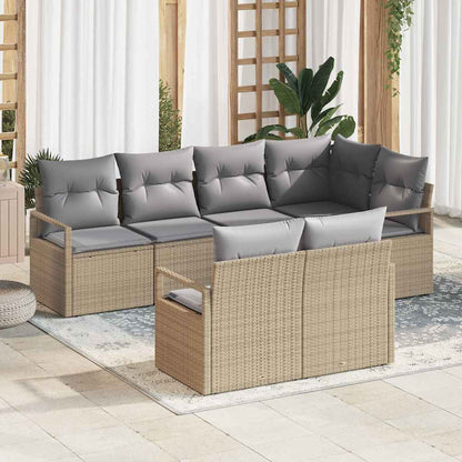 Set Divano da Giardino 7 pcs Beige e grigio chiaro polyrattan