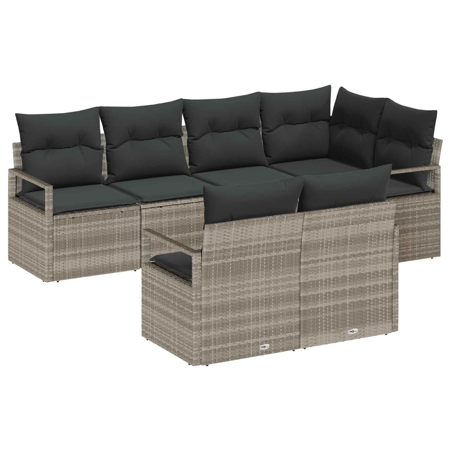 Set Divano da Giardino 7 pcs Grigio chiaro polyrattan