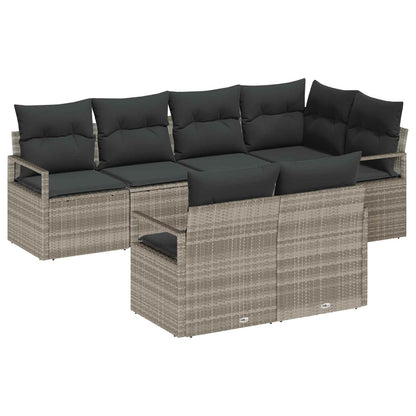 Set Divano da Giardino 7 pcs Grigio chiaro polyrattan