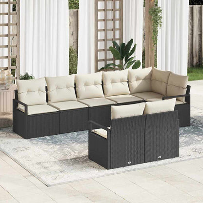 Set Divano da Giardino 8 pcs Nero e Bianco polyrattan