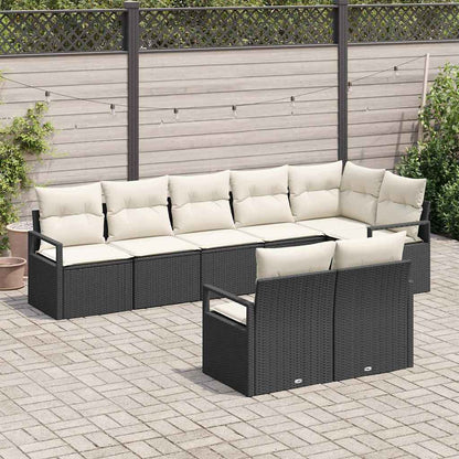 Set Divano da Giardino 8 pcs Nero e Bianco polyrattan