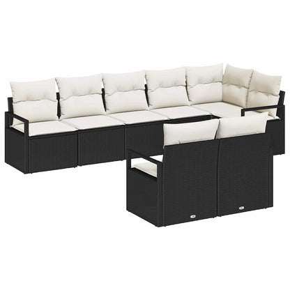 Set Divano da Giardino 8 pcs Nero e Bianco polyrattan