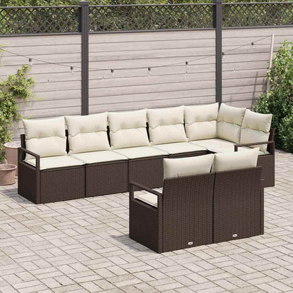 Set Divano da Giardino 8 pcs Marrone e bianco polyrattan