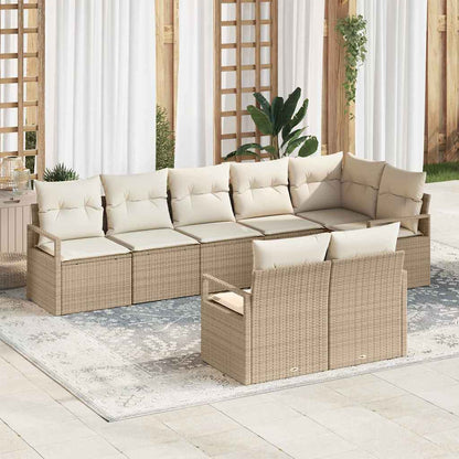 Set Divano da Giardino 8 pcs Beige e Bianco polyrattan