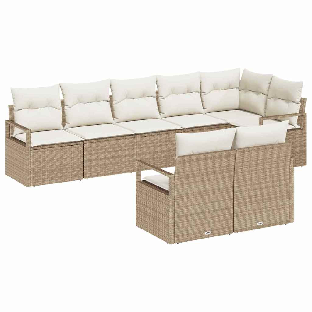Set Divano da Giardino 8 pcs Beige e Bianco polyrattan