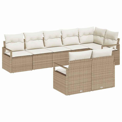 Set Divano da Giardino 8 pcs Beige e Bianco polyrattan