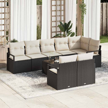 Set Divano da Giardino 9 pcs Marrone e Crema polyrattan