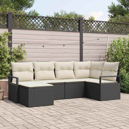 Set di divani con cuscino 6 pcs Nero e Crema polyrattan