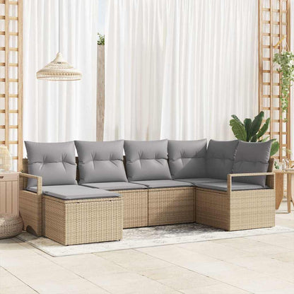 Set di divani 6 pcs Beige e Grigio Chiaro polyrattan