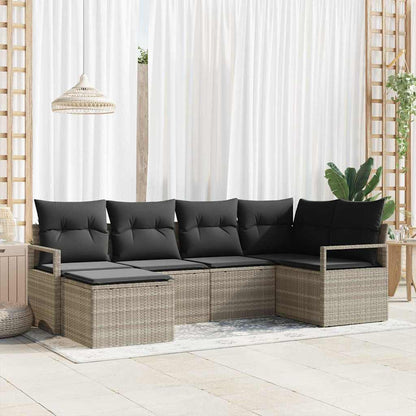 Set di divani con cuscino 6 pcs Grigio chiaro polyrattan