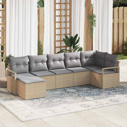 Set di divani 7 pcs Beige e grigio chiaro polyrattan