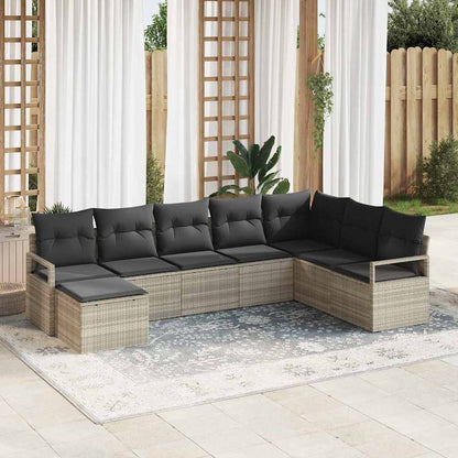 Set di divani con cuscino 7 pcs Grigio chiaro polyrattan