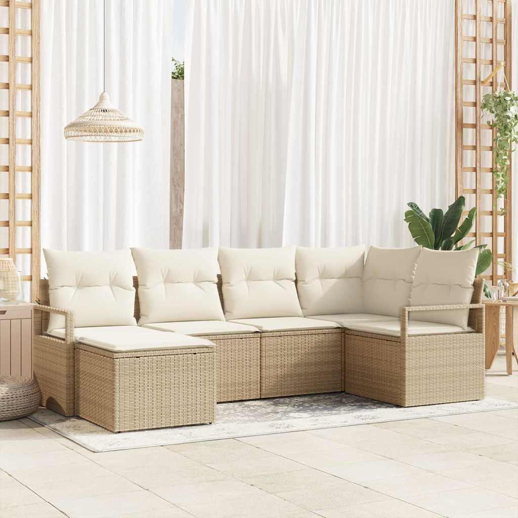 Set di divani con cuscino 8 pcs Beige e Crema polyrattan