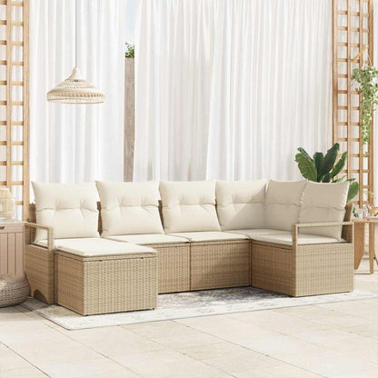 Set di divani con cuscino 8 pcs Beige e Crema polyrattan
