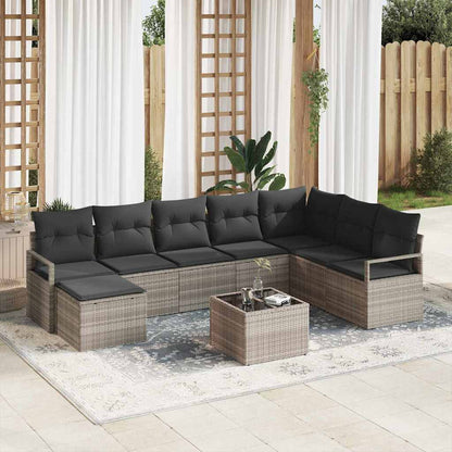 Set di divani con cuscino 8 pcs Grigio chiaro polyrattan