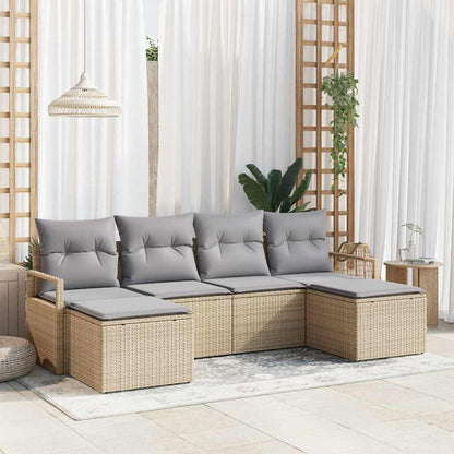 Set di divani 6 pcs Beige e Grigio Chiaro polyrattan