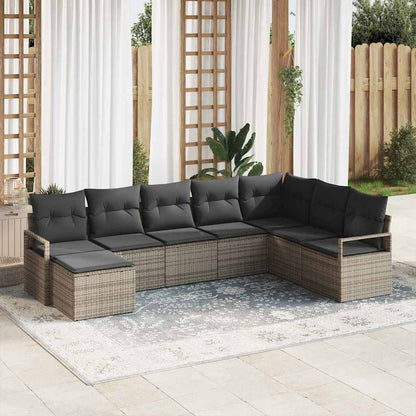 Set di divani con cuscino 8 pcs Nero e Crema polyrattan