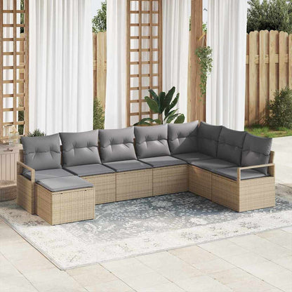 Set di divani 8 pcs Beige e grigio chiaro polyrattan
