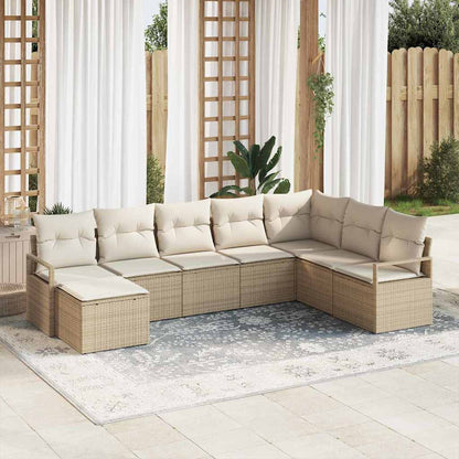 Set di divani con cuscino 8 pcs Beige e Crema polyrattan