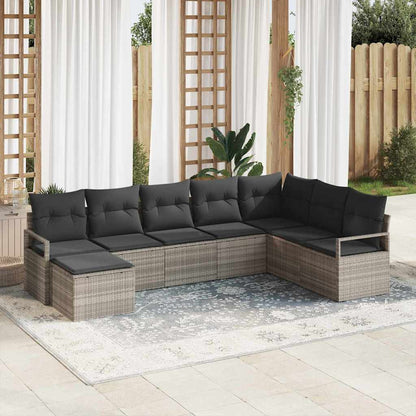 Set di divani con cuscino 8 pcs Grigio chiaro polyrattan