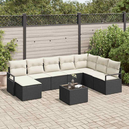 Set di divani con cuscino 9 pcs Marrone e Crema polyrattan