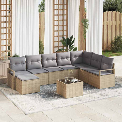 Set di divani 9 pcs Beige e grigio chiaro polyrattan