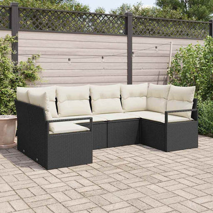 Set Divano da Giardino 6 pcs Nero e Bianco polyrattan