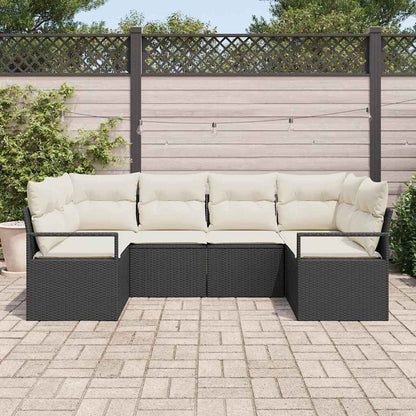 Set Divano da Giardino 6 pcs Nero e Bianco polyrattan