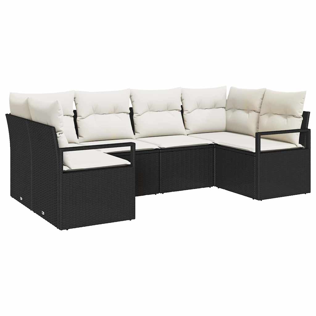 Set Divano da Giardino 6 pcs Nero e Bianco polyrattan