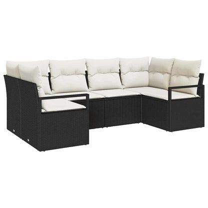 Set Divano da Giardino 6 pcs Nero e Bianco polyrattan