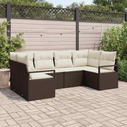 Set Divano da Giardino 6 pcs Marrone e bianco polyrattan