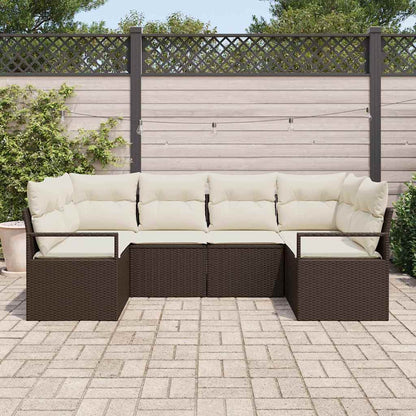 Set Divano da Giardino 6 pcs Marrone e bianco polyrattan