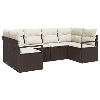 Set Divano da Giardino 6 pcs Marrone e bianco polyrattan