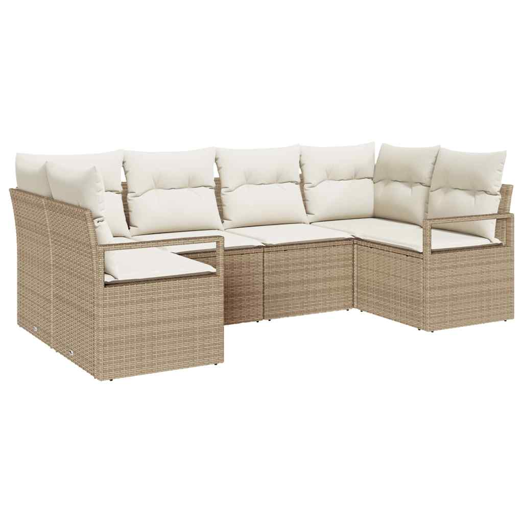 Set Divano da Giardino 6 pcs Beige e Bianco polyrattan