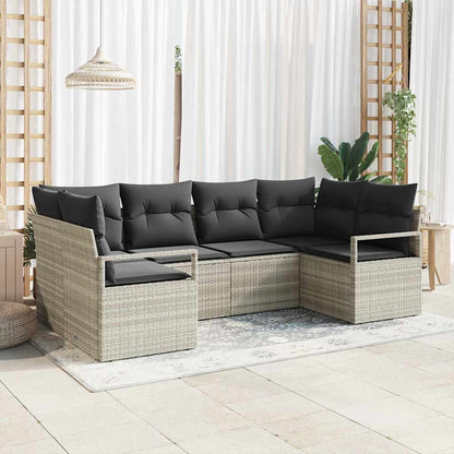 Set Divano da Giardino 6 pcs Grigio chiaro polyrattan