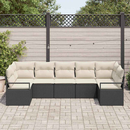 Set Divano da Giardino 7 pcs Nero e Bianco polyrattan