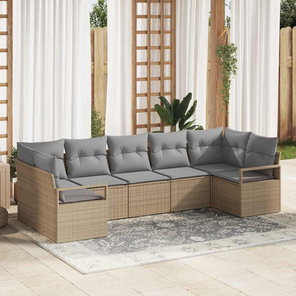Set Divano da Giardino 7 pcs Beige e grigio chiaro polyrattan
