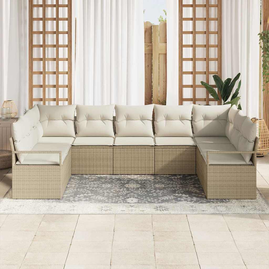 Set Divano da Giardino 7 pcs Beige e Bianco polyrattan